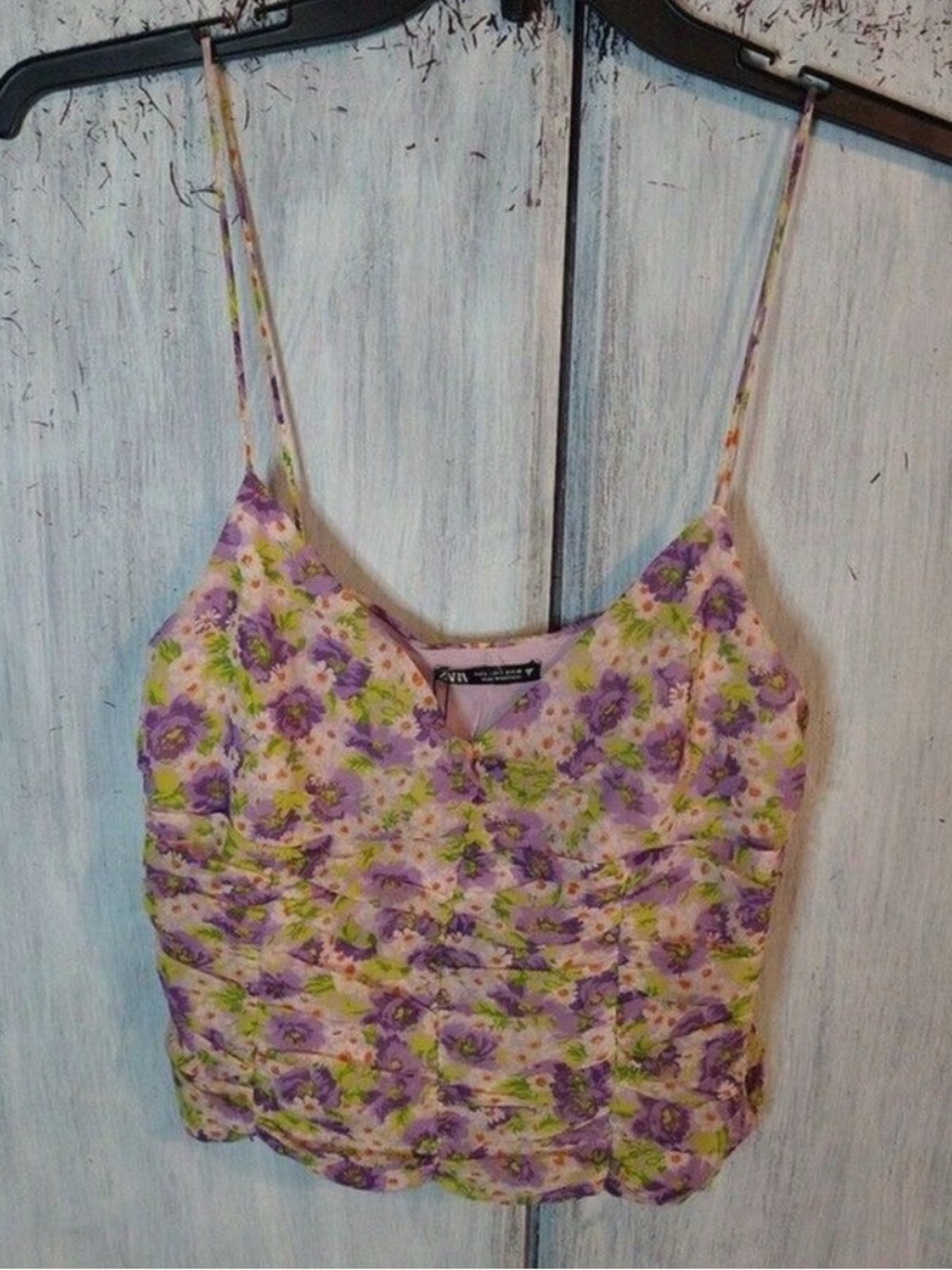 Zara floral multicolor print sleeveless large top Boho Feminine Cottage Core